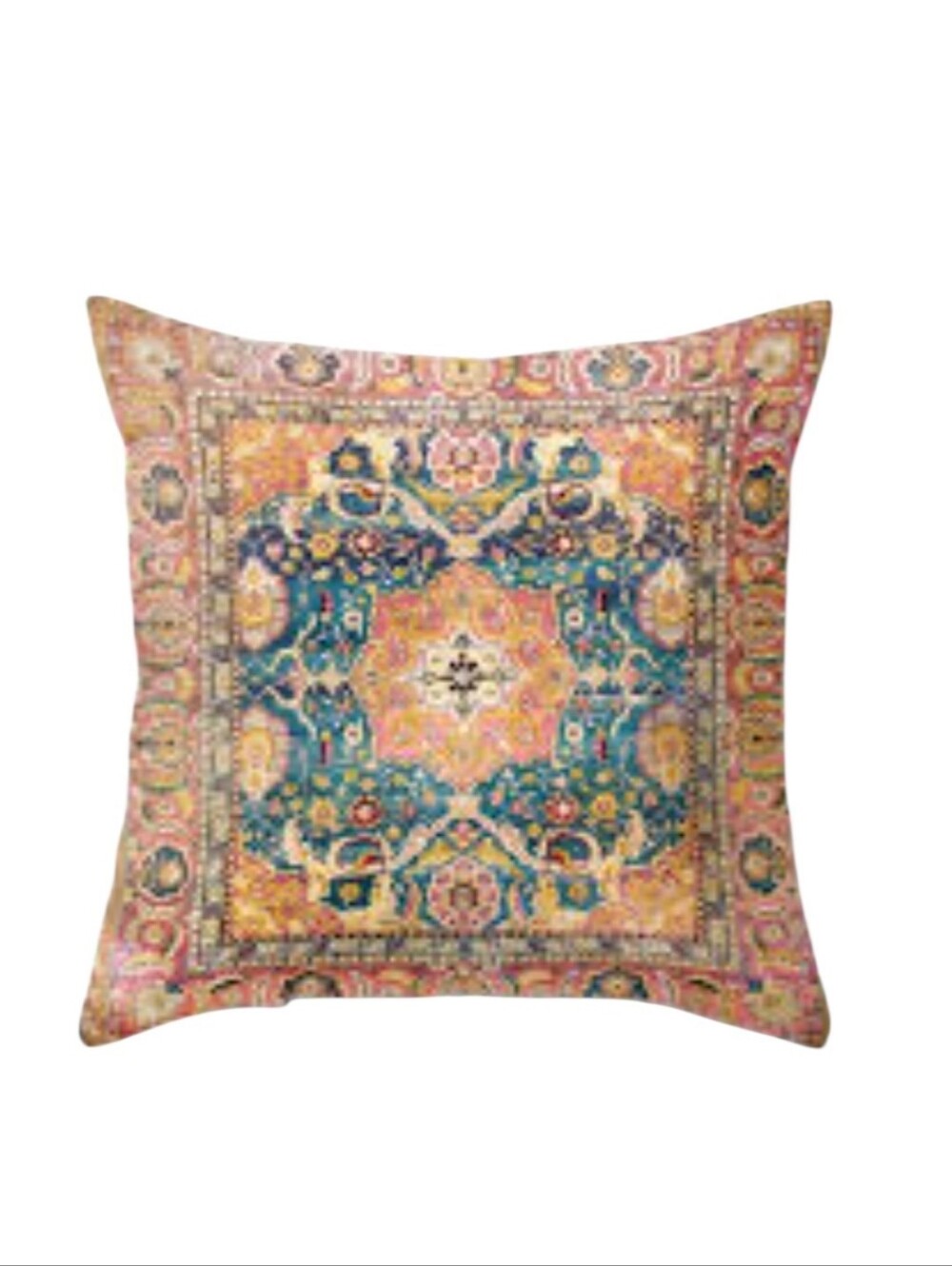 Society6 Bohemian Medallion Throw Pillow in Teal & Pink